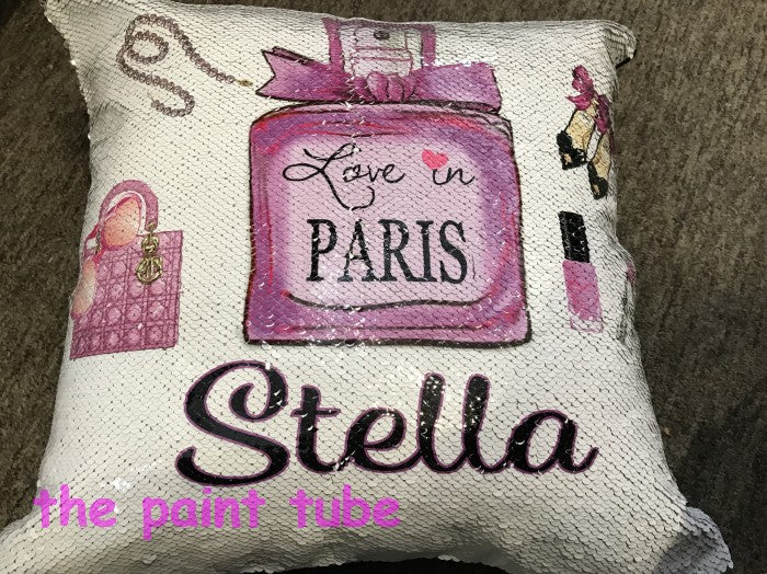Stella Paris Theme Sequin Pillow
