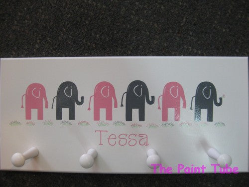 Tessa Elephant Theme Wall Plaque with Pegs
