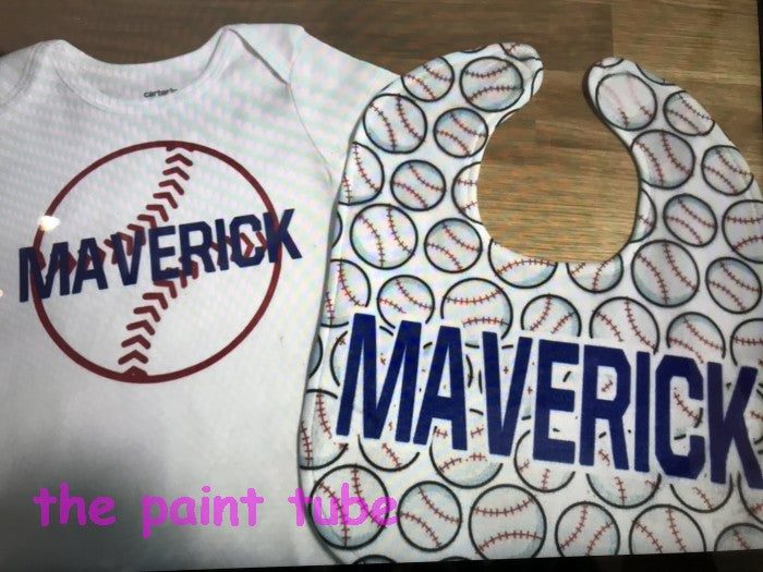 Maverick Baseball Theme Onesie/Bib Set