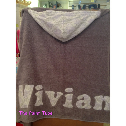 Vivian Lavendar/Grey Damask Toddler Hooded Towel