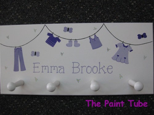 Emma Brooke Lavendars/Purples Clotheline Design on Wall Rack wih Pegs