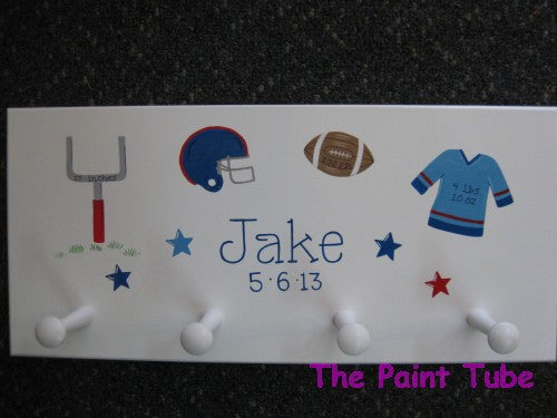 Jake Football Theme Wall Rack with Pegs