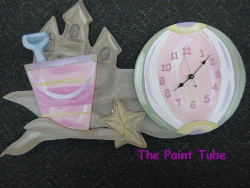Sandcastle/Pail/Shovel and Beachball Theme Clock
