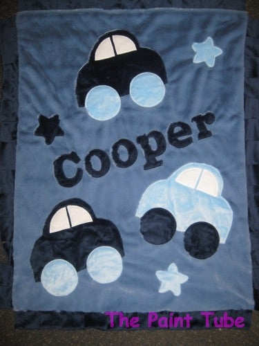 Cooper Cars Fringe Minky Blanket