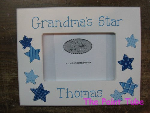 Grandma's Star  Patchwork Stars Theme On White Picture Frame