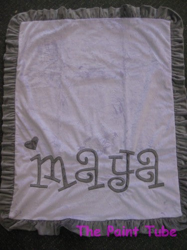 Maya Ruffle Name Game Minky Blanket