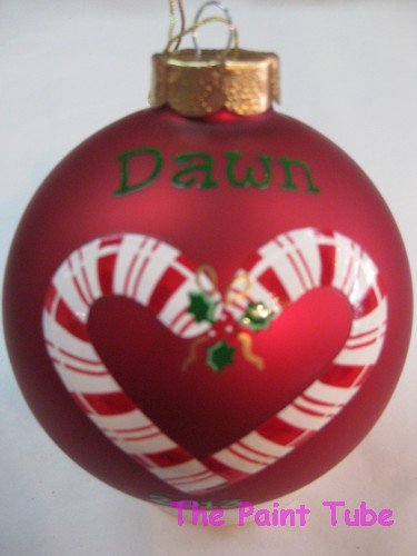 Candy Cane Heart Personalized Christmas Ball