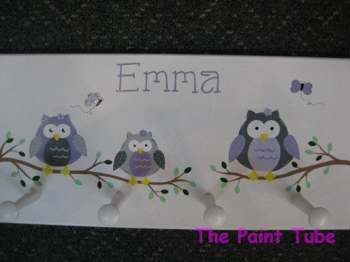 Emma Owls Theme Wall Plaque with Pegs
