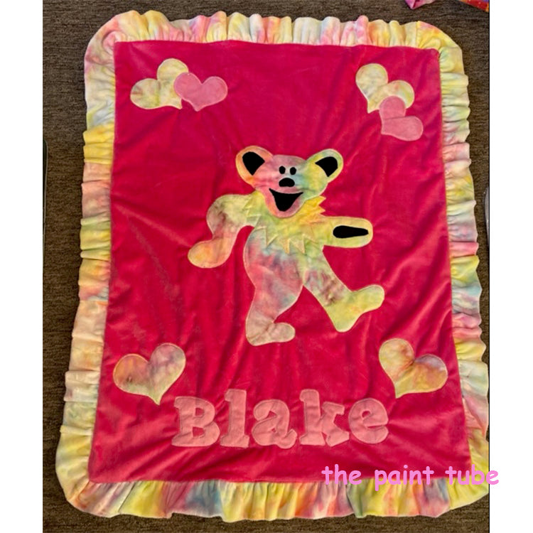 Blake Bear  with Ruffle Minky Blanket