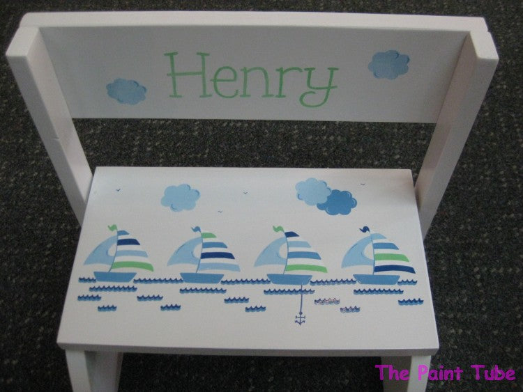 Henry Stripes Sailboats Design Stepstool