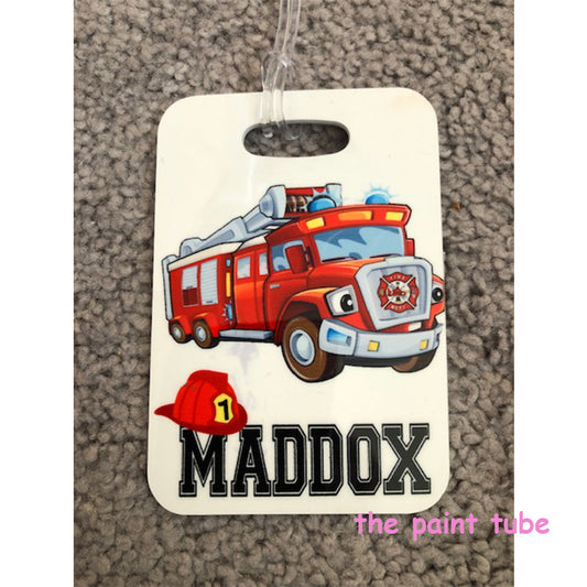 Maddox Firetruck Double Sided Luggage Tag