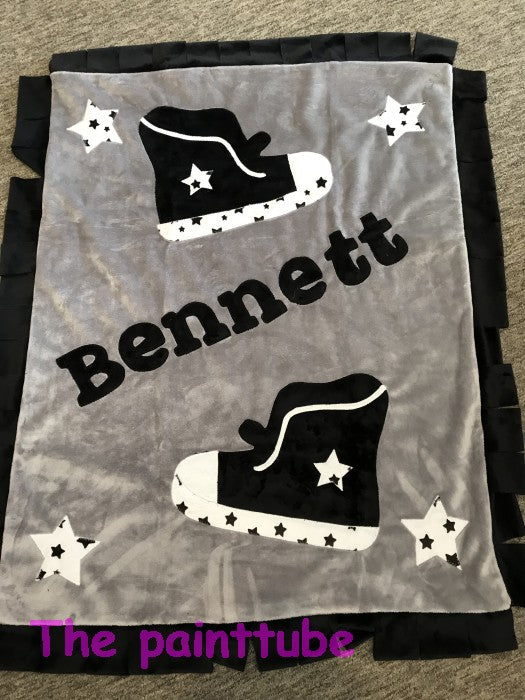 Bennett Sneakers with Fringe Minky Blanket