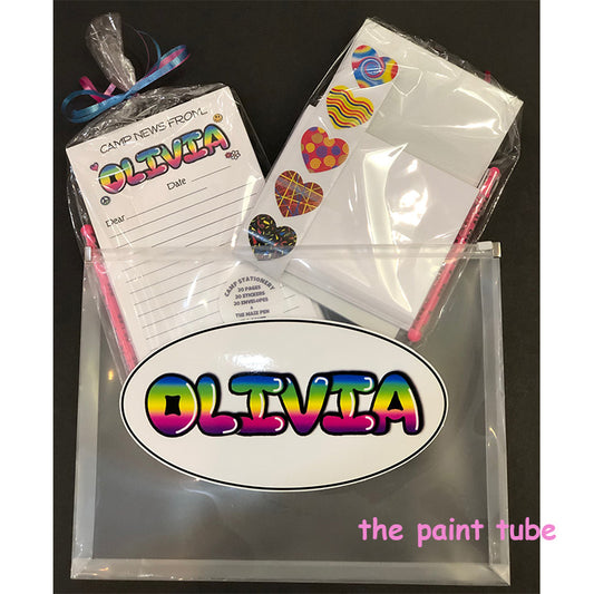 Olivia Camp Stationery/Matching Holder