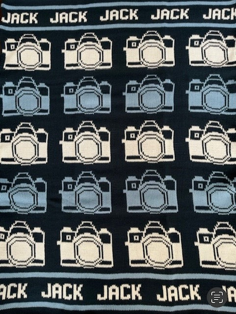 Jack Camera Personalized Cotton Knit Blanket