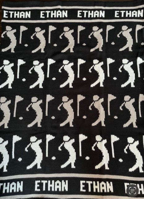 Ethan Golfer Personalized Cotton Knit Blanket