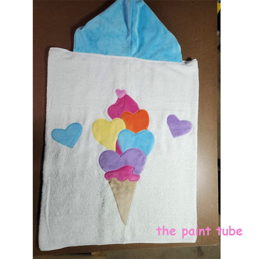 Minky Hearts Ice Cream Come Hooded Towel
