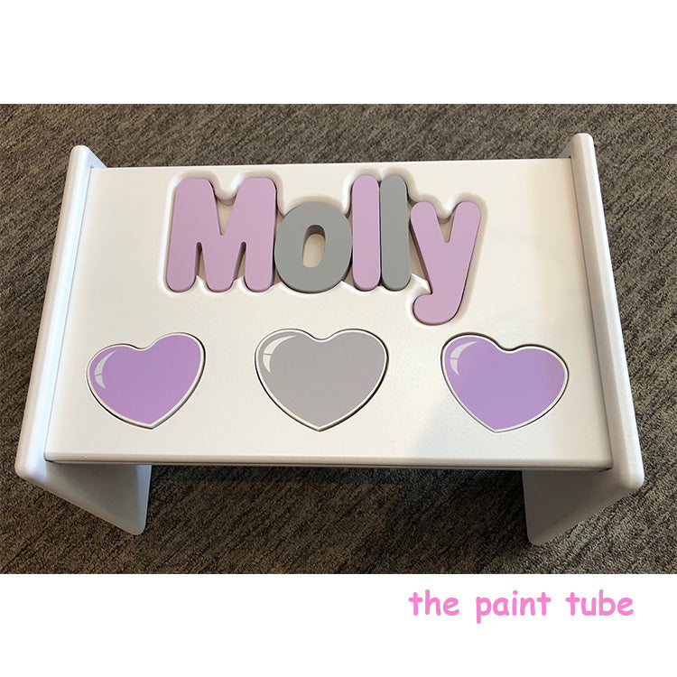 Molly Lavendar/Grey Hearts Puzzle Stool