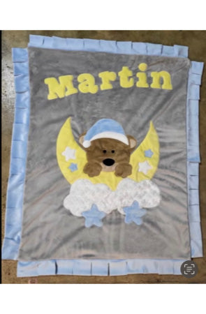 Martin Bear/Moon Minky Blanket