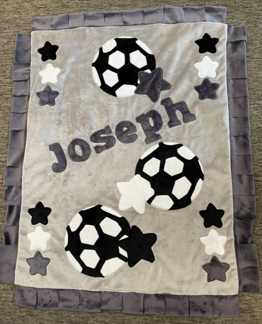Joseph Soccer Minky Blanket