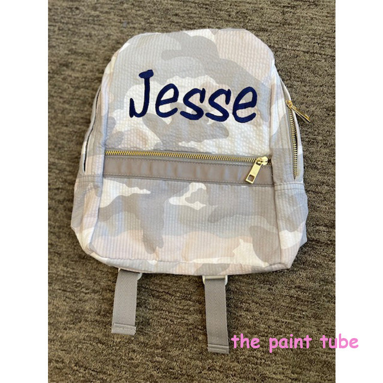 Jesse Grey Seersucker  Camo Backpack/Dop Bag