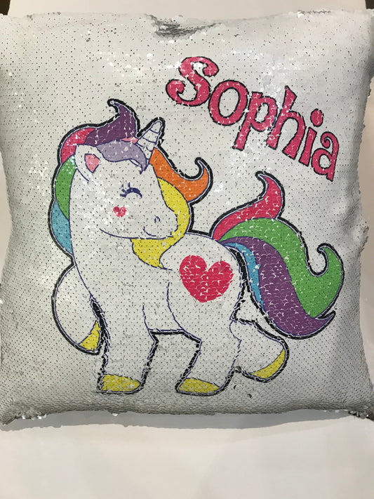 Sophia Unicorn Sequin &#8220;Now u see it, now u don&#8217;t Pillow