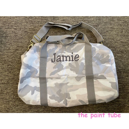 Jamie Grey Camo Duffle Bag