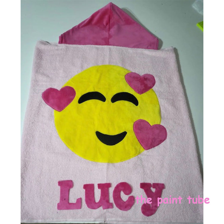 Lucy Smiley Face/Hearts Hoded Towel