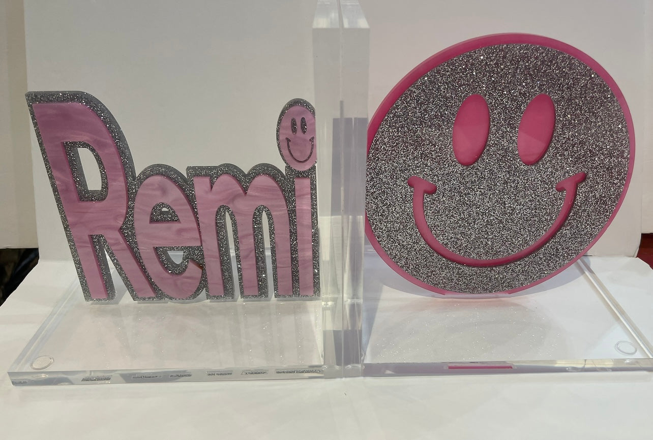 Remi/Smiley Face Lucite Bookends
