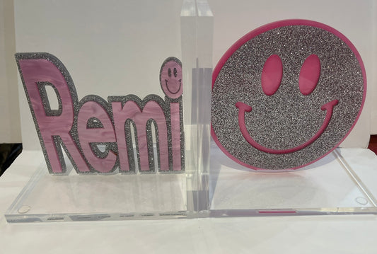 Remi/Smiley Face Lucite Bookends