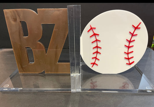 BZ /Baseball Lucite Bookends