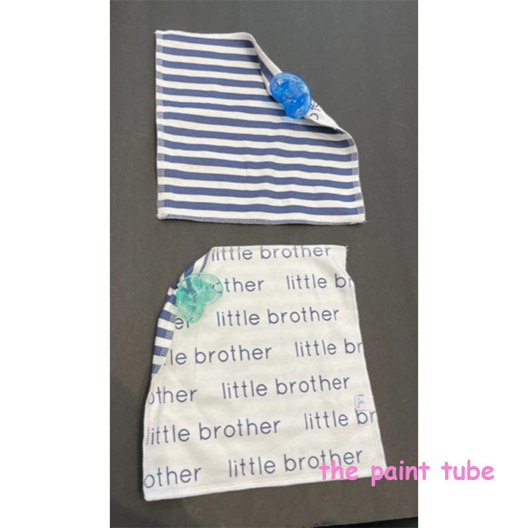 Little Brother Blue Stripe  Cotton Binky/Teether Blankee Holder