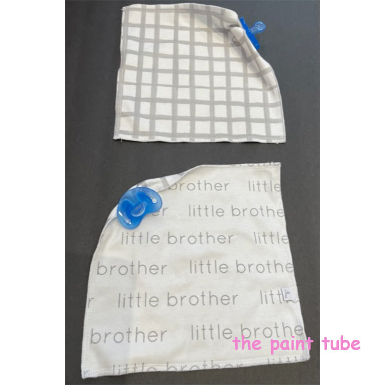 Little Brother Grey Grid Organic Cotton Binky/Teether Blankee Holder