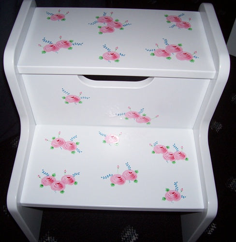 Cabbage Roses Design  2 Step Up Stool