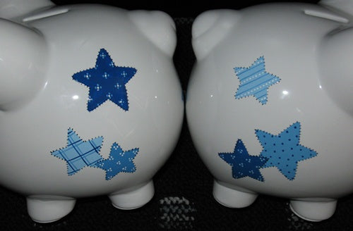 Patchwork Stars Design Ceramic  Piggy Bank