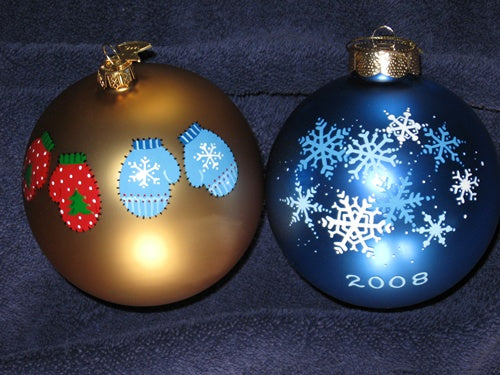 Personalized Mitten and Snowflakes Christmas Balls