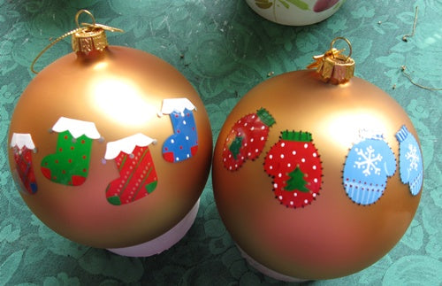 Personalized Stocking and Mittens Christmas Balls