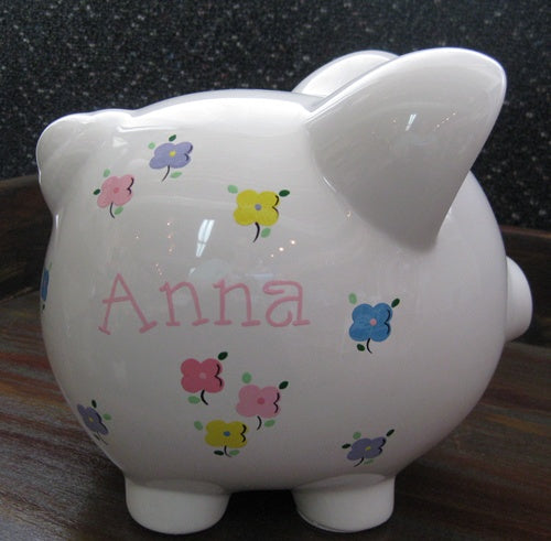 Clover Flowers Design Ceramic Piggy Bank