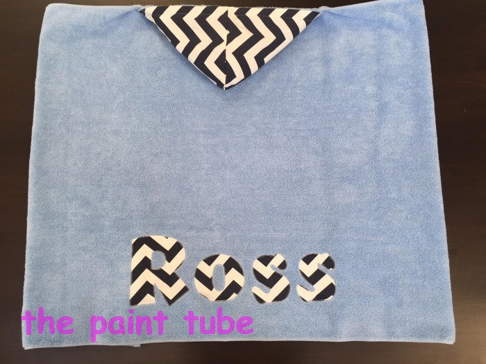 Ross Navy/White Chevron Fabric Toddler  Hooded Towel