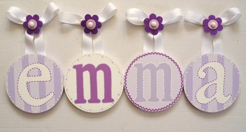 Emma Lavendar &amp; Purple Round Wall Letters