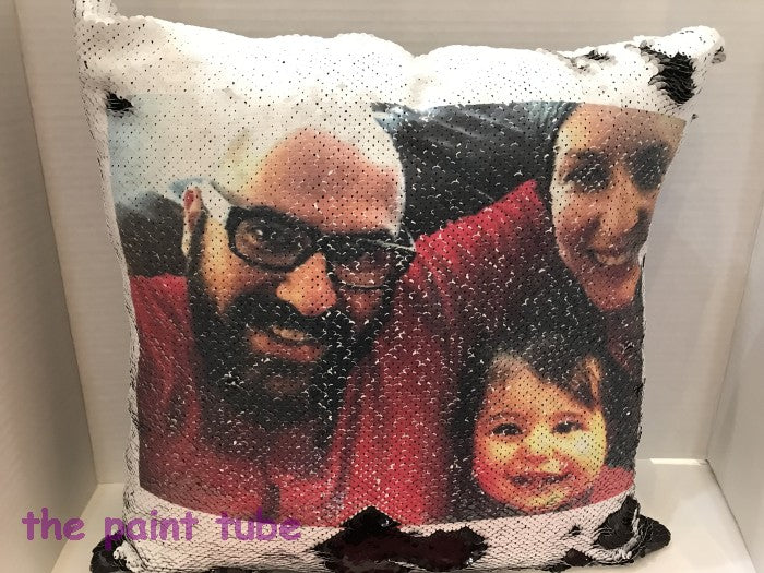 Family Photo Sequin Pillow