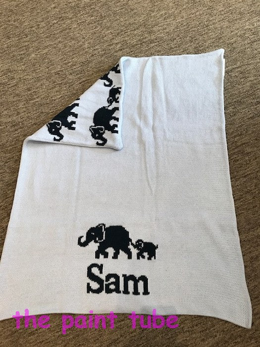 Sam Elephants Cotton Knit Blanket
