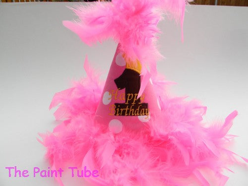Personalized Birthday Hat in Hot Pink Polks Dots