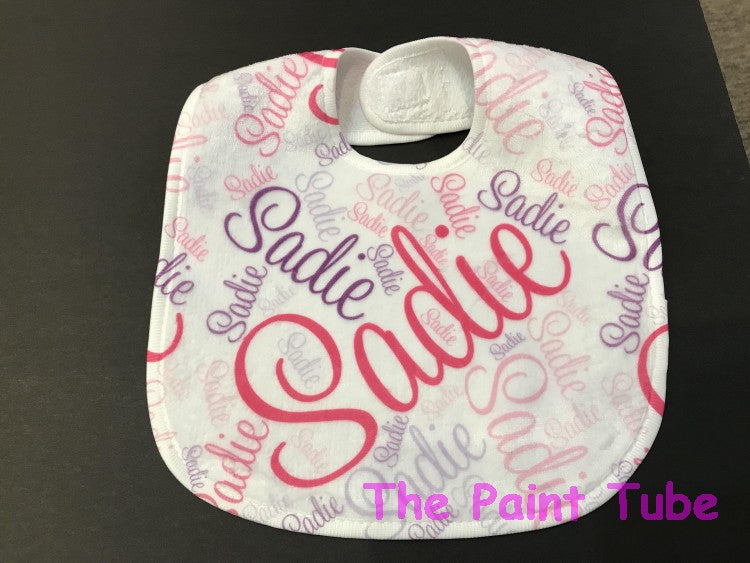 Sadie Script Repeating Name Bib