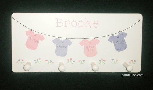 Brooke Onesie Clothes  Line  Wall Plaque with Pegs