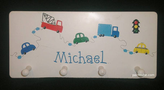 Michael Transportation Wall Plaque with Pegs