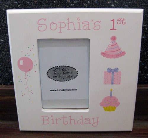 Sophia's 1st Birthday Theme on White  Side  Frame