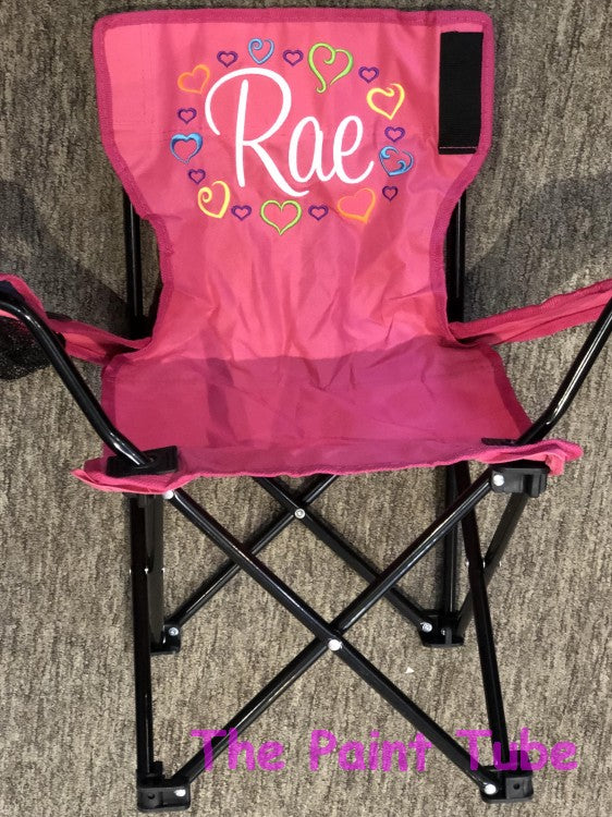 Rae Embroidered Design Canvas Folding Chair with Umbrella