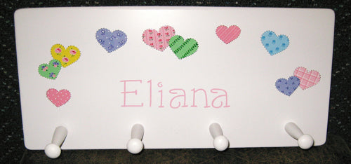 Eliana Patchwork Hearts Wall Plaque with Pegs